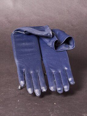 1950s Van Roalte Navy Blue Nylon Mid Length Gloves